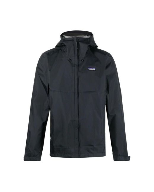 Patagonia Jassen ,Zwart ,Zwarte Waterdichte Jas Met Logopatch in het Blue voor heren