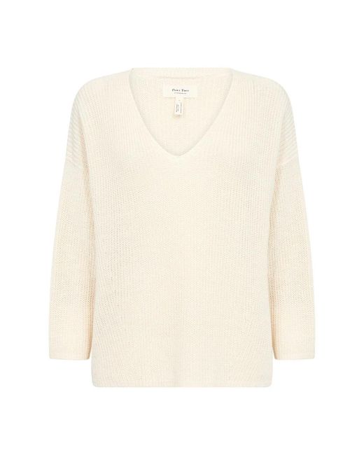 Part Two White V-Neck Knitwear