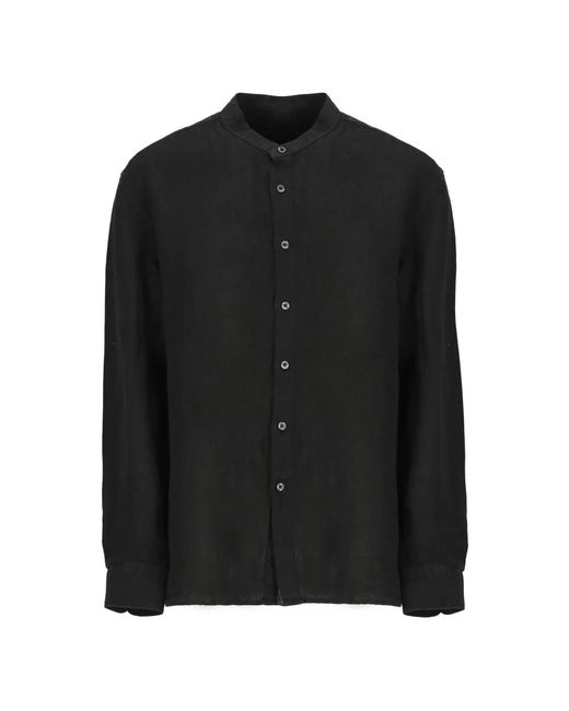 120% Lino Schwarzes leinenhemd mit darin-kragen in Black für Herren