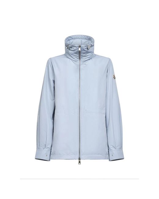 Moncler Jassen ,Blauw ,Leer Enette Hooded Short Parka in het Blue
