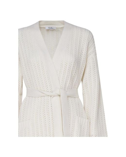 Max Mara Truien & Vesten ,Wol Wollen Kasjmier Vest Met Ceintuur in het White