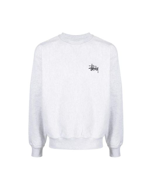Logo print crew neck sweater di Stussy in White da Uomo