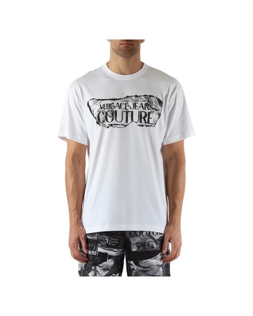 Versace Baumwolllogo-druck-regular-fit-t-shirt in White für Herren