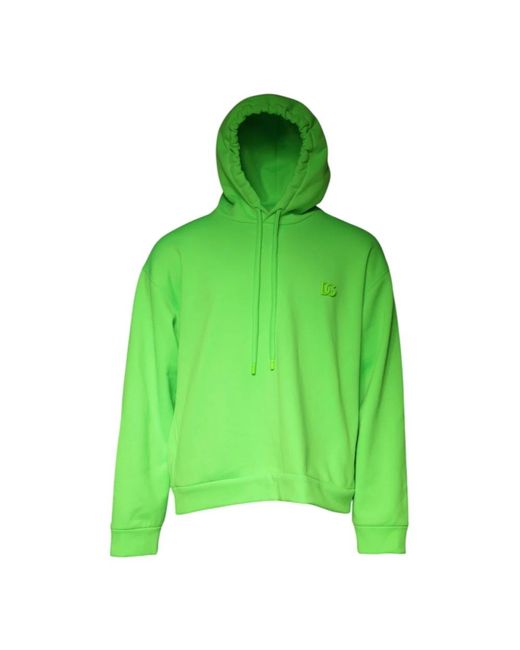 Dolce & Gabbana Grüner kapuzenpullover mit geprägtem logo in Green für Herren