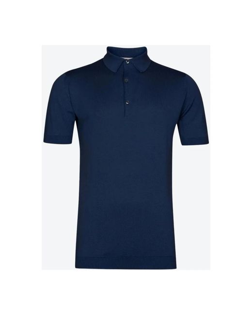 John Smedley Blue Polo Shirts for men
