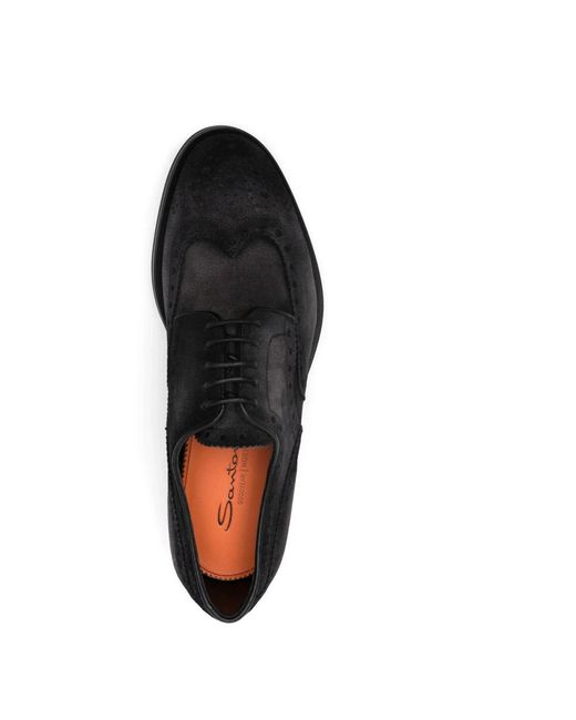 Santoni Black Laced Shoes for men