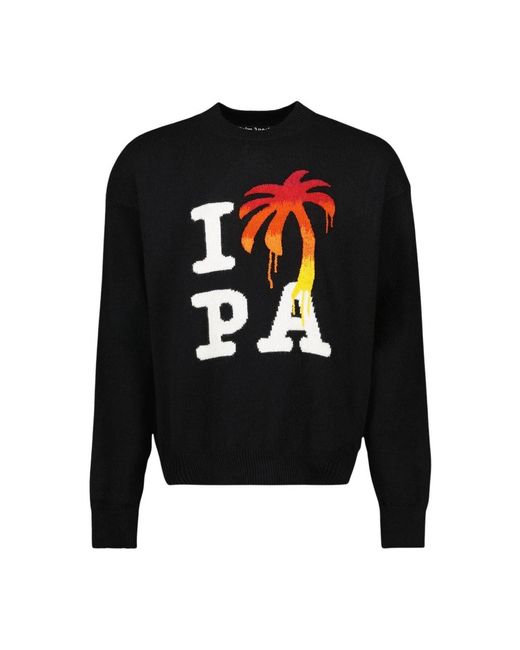 Round-Neck Knitwear di Palm Angels in Black da Uomo