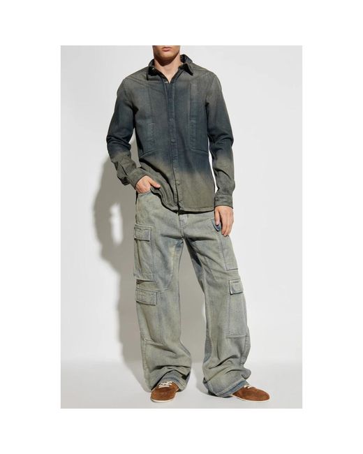 Rick Owens Fogpocket Denim Shirt in het Gray voor heren