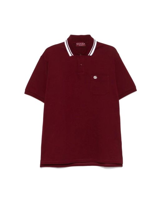 Gucci Poloshirt Met Gestreepte Kraag in het Red voor heren
