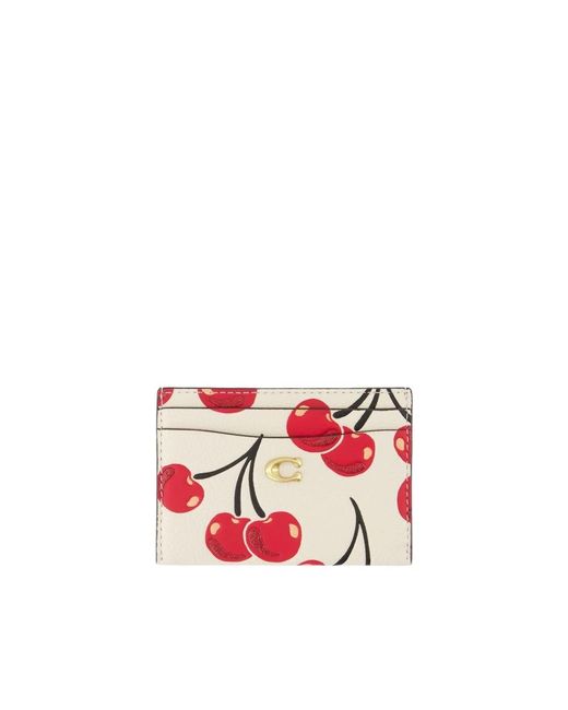 Porta carte in pelle testurizzata - beige di COACH in Red