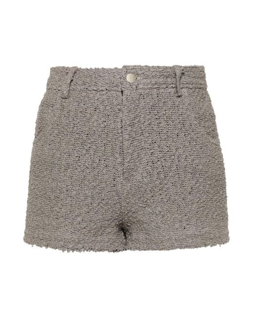 IRO Korte Broeken ,Grijs ,Katoen Lichtgrijze Cotton Blend Bouclé Shorts in het Gray