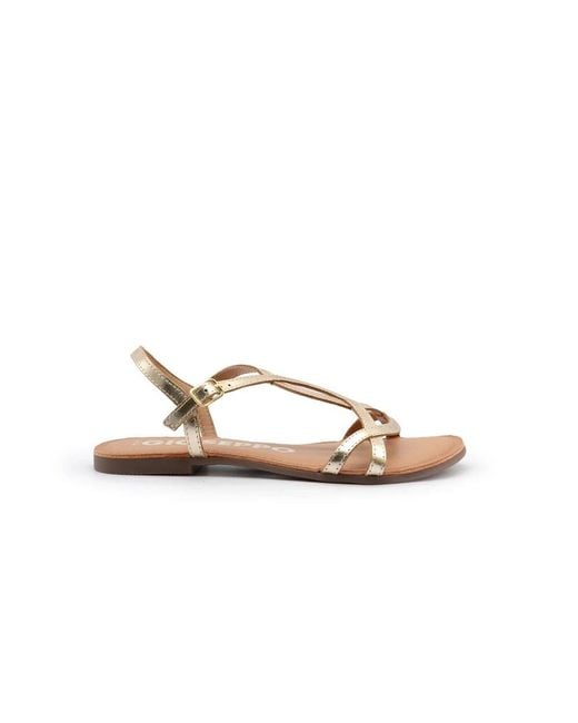 Gioseppo Brown Goldene Lederknöchelriemensandalen