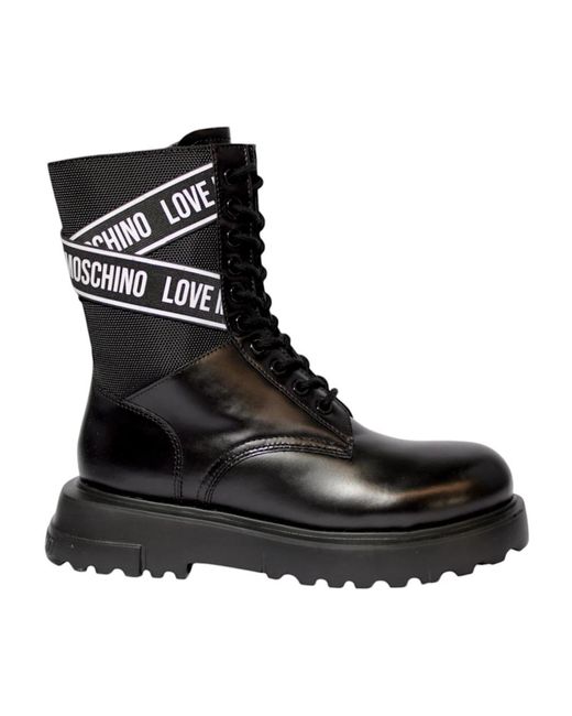Love Moschino Black Lace-Up Boots
