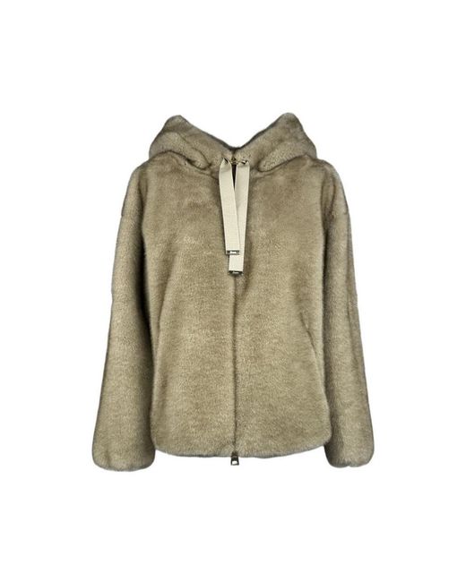 Herno Green Faux Fur & Shearling Jackets