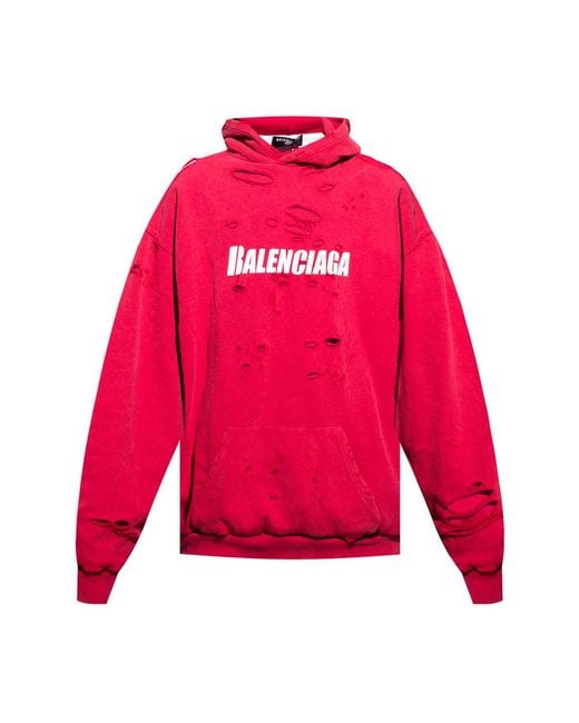 Balenciaga Sweatshirt with holes in Rot für Herren - Lyst