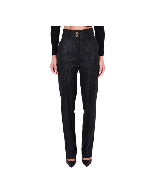 Elisabetta Franchi Black High-Waisted Straight-Leg Hose