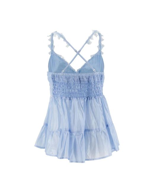 Ermanno Scervino Blue Blumige spitze gekreuztes trägertop