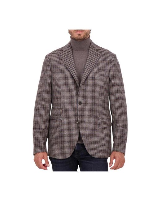 Slowear Jassen ,Bruin ,Wol Bruin/Blauw Houndstooth Couture Jas in het Brown voor heren