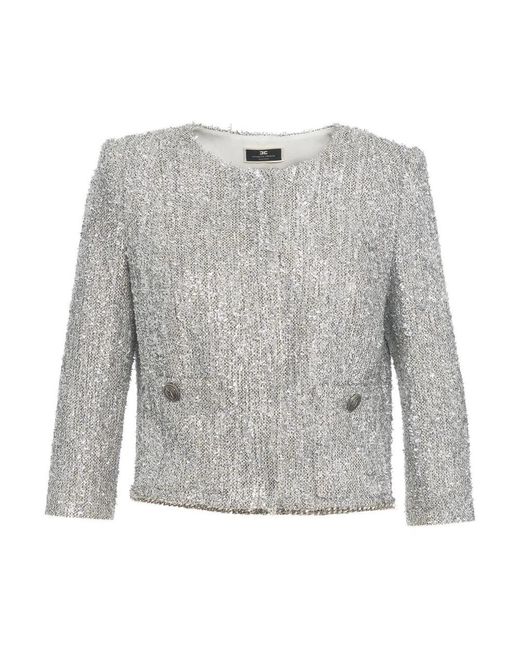 Elisabetta Franchi Gray Tweed Jackets