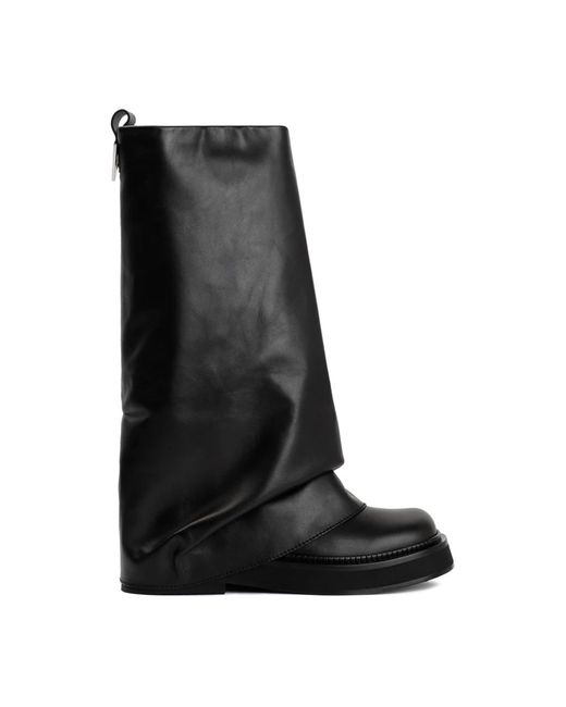 The Attico Black Schwarze ankle boots mit silber-hardware