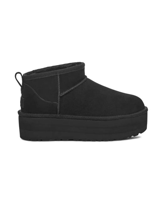 Stivali in pelle scamosciata neri con plateau di Ugg in Black