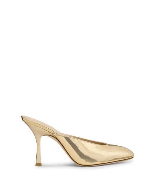 Stuart Weitzman Natural Heeled Mules