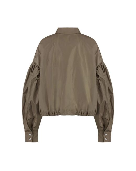 MSGM Balloon Sleeve Collared Jacket in het Green