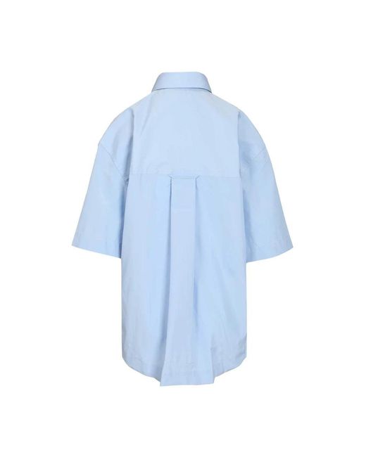 AMI Kortmouw Poplin Overhemd in het Blue voor heren