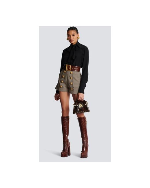 Balmain Gray Short Shorts