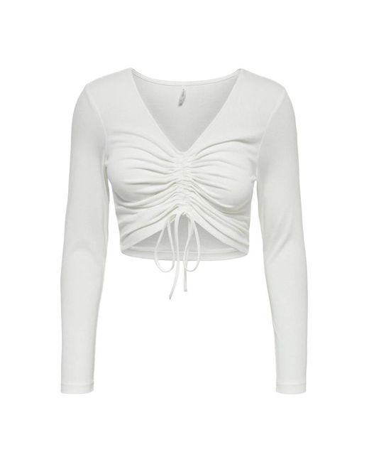 ONLY Overhemden ,Wit ,Polyester Ruching Short Top in het White