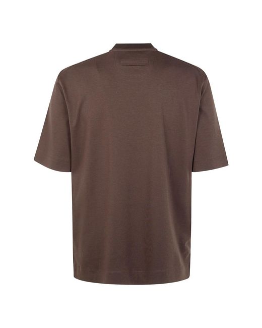 Zegna Seiden Baumwoll T-Shirt in Brown für Herren