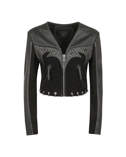 Pinko Black Leather Jackets