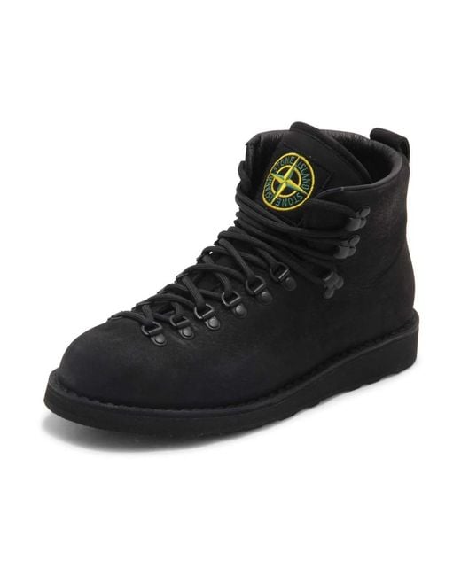 Stone Island Black Lace-Up Boots for men