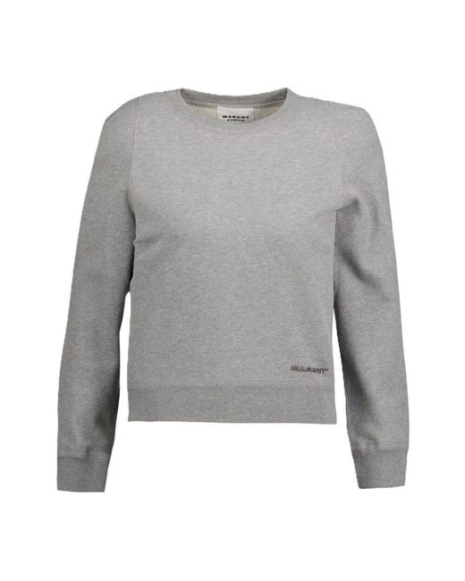 Isabel Marant Gray Besticktes logo sweatshirt langärmelig rundhalsausschnitt isabel marant étoile