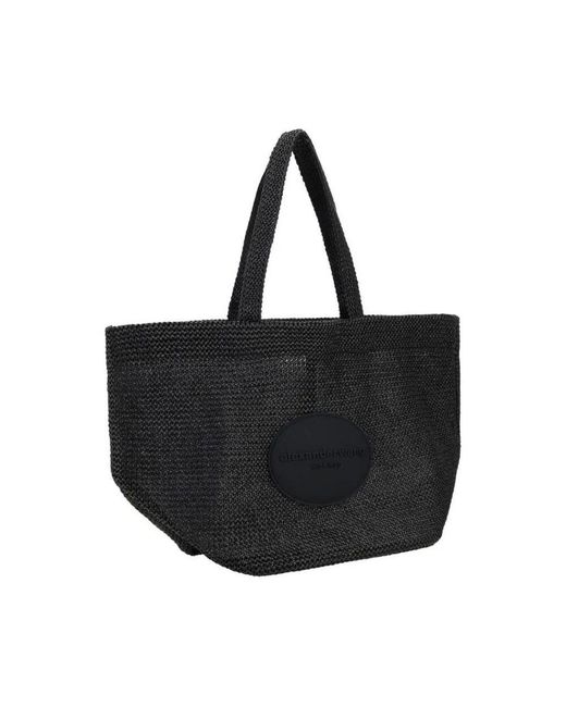 Alexander Wang Black Raffia-Schultertasche Mit Bandverschluss