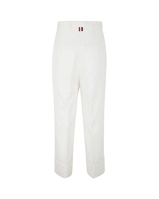 Thom Browne White Straight Trousers