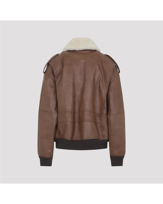 Saint Laurent Jassen ,Bruin ,Leer Aviator Jacket in het Brown