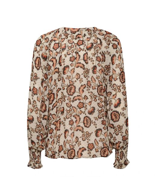 Part Two Overhemden ,Veelkleurig ,Japanse Bloemenprint Blouse in het Brown