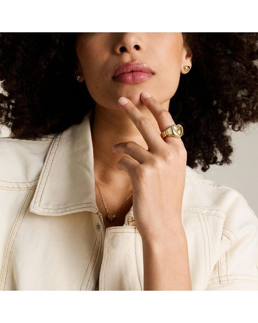 Fossil Metallic Goldener Klassischer Ring Für Den Alltag
