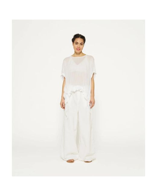 10Days Tops ,Wit ,Katoen Blouse Met Korte Mouwen En Relaxte Pasvorm in het White