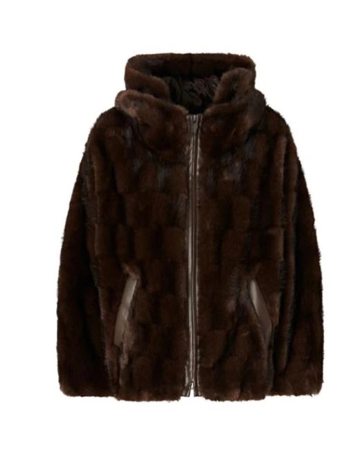 Pinko Brown Faux Fur & Shearling Jackets