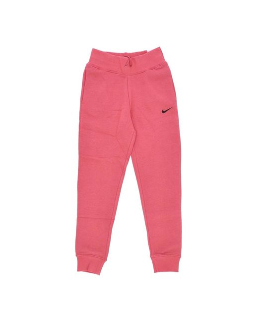 Nike Fleece Trainingspak Damesbroek Sportswear Fleece Joggingbroek Met Hoge Taille Adobe/Zwart in het Red