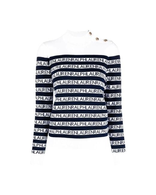 Ralph Lauren Blue Weißer langarm-pullover-sweatshirt