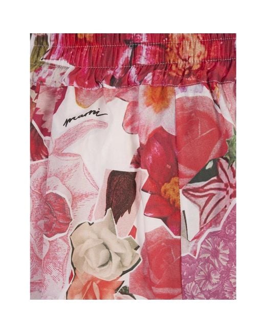 Marni Red Rosa blumige popeline-shorts