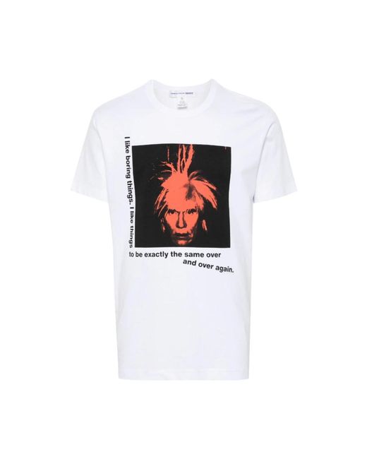 T-shirt in cotone con stampa grafica bianca di Comme des Garçons in White da Uomo