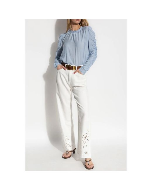 Rag & Bone Broeken ,Wit ,Katoen Broek Met Openwerkafronding in het White