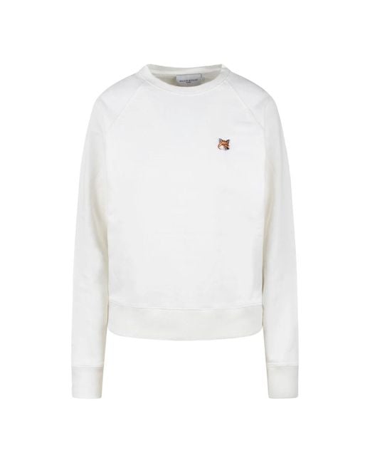 Fox head patch crewneck sweatshirt di Maison Kitsuné in White