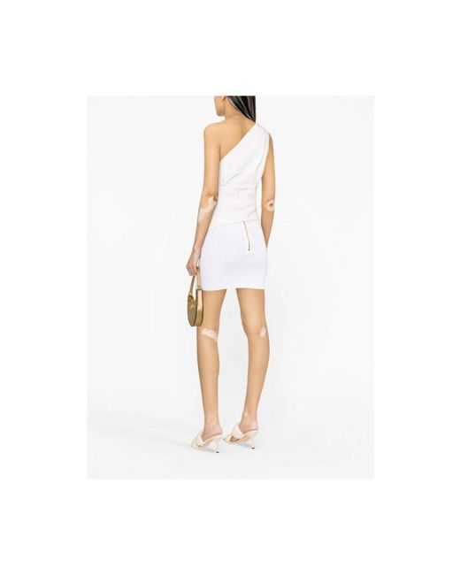 Balmain Ribgebreide Mini-Rok in het White