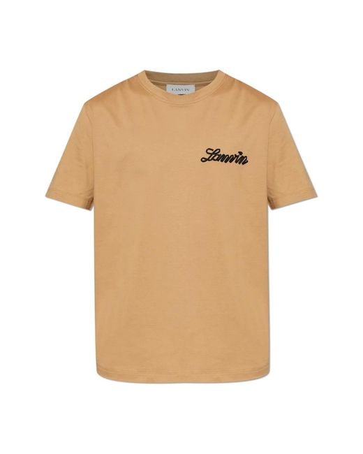 Lanvin Logo T-Shirt in het Natural voor heren