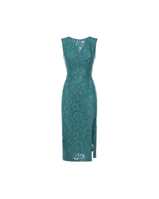 Pinko Lace Side-Split Dress in het Green